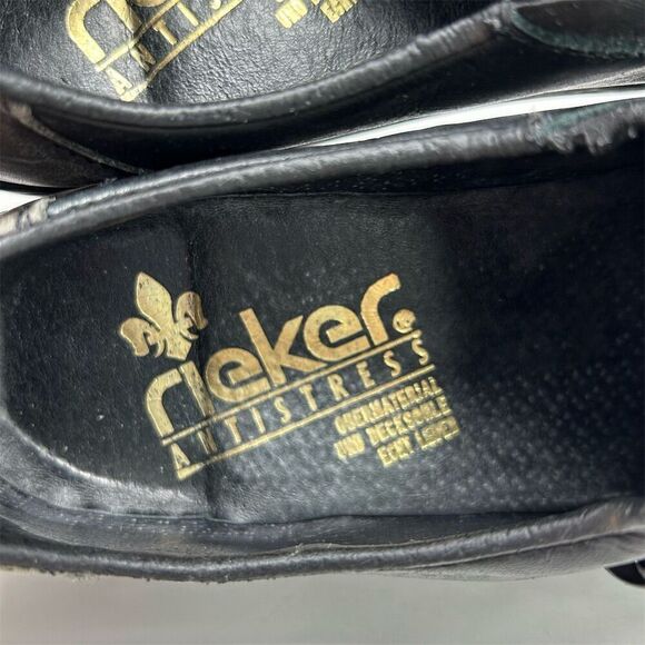 Rieker Multicolor Gray and Black Leather Loafers Slip On Casual Shoes Size 40 - Picture 12 of 14